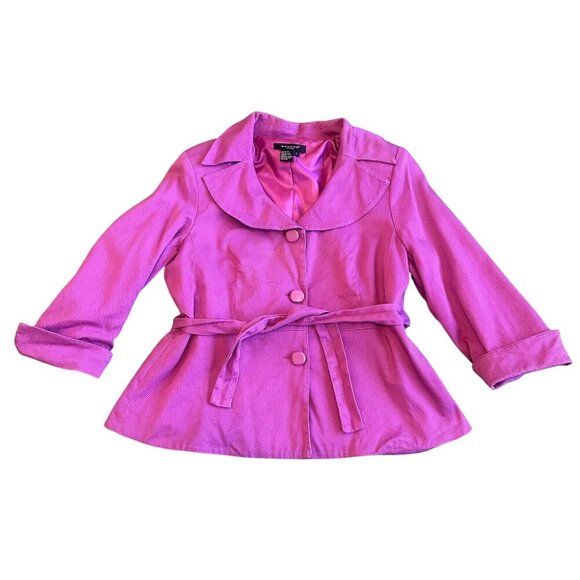 Sandro Sportswear Bold Purple Blazer Button-Down Textured Cotton Size Large - Picture 1 of 11